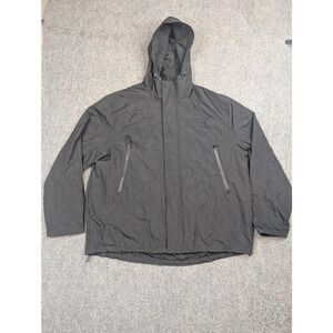Hooded Rain Jacket Mens 2XL Black Mesh Lined Windbreaker Zip Pockets Outdoor